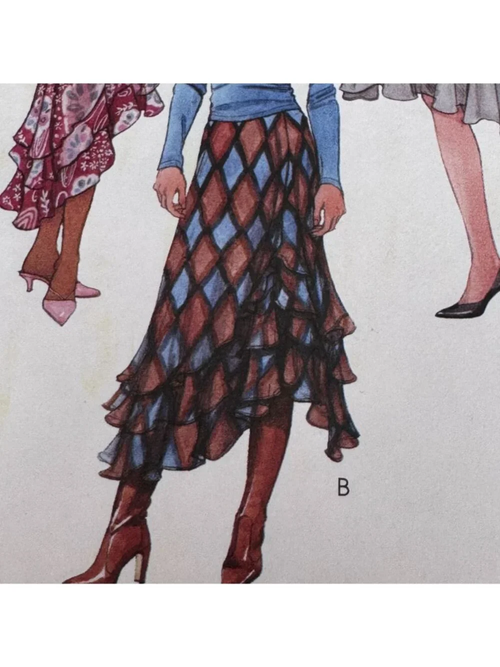 McCalls Sewing Pattern M4594 Y2K Flowy Skirt Ruffle Hem Boho Chic 4-10 Uncut